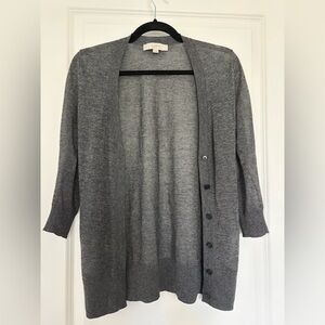 ✨4 for $20 | LOFT Gray Cardigan w/ silver metallic thread | XS